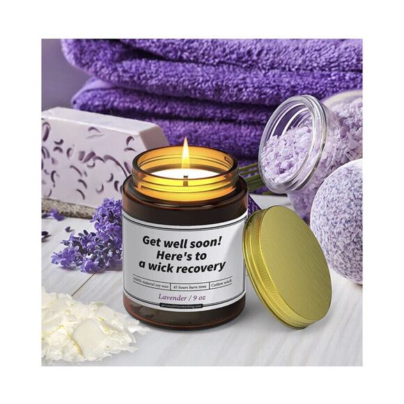Lavender 100% Natural Soy Wax Scented Candle Unique Get Well Soon Gift - Picture 5 of 5